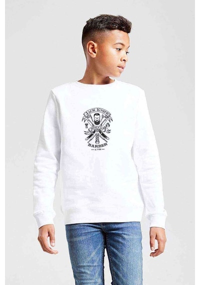 Tshirthane Jack Knife Barber Shop Design Oscar Baskılı Unisex Çocuk Beyaz S Beyaz