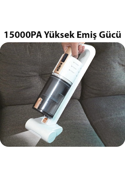 Ezere 15000pa Led Işıklı Kuru Islak Kullanım Kablosuz Güçlü El Araç-ev Süpürgesi Beyaz