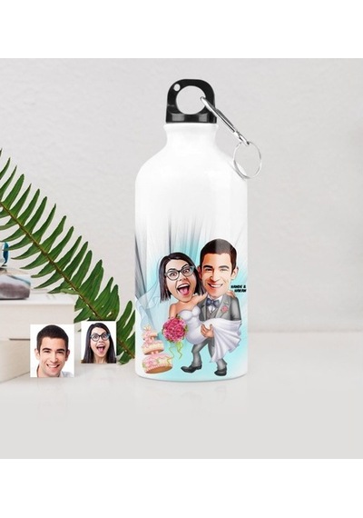 Kişiye Özel Gelin Damat Karikatürlü Metal Suluk (500 Ml.) 7