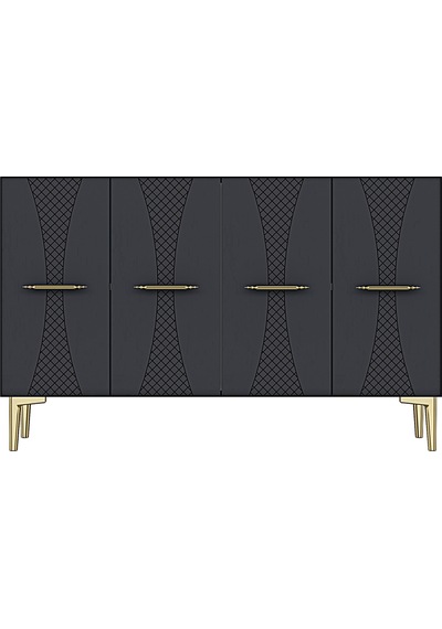 Ka1232ag Slim Konsol Ve Tv Sehpası Antrasit -gold 120cm Antrasit-gold