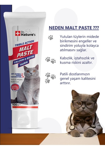 Dr. Nature's Kedi Malt Macun Tüy Yumağı İçin Hairball 100 G