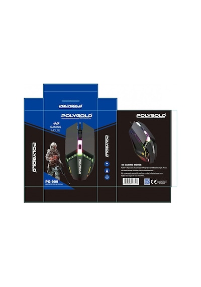 Polygold PG-909 Kablolu Işıklı Optik Oyuncu Mouse