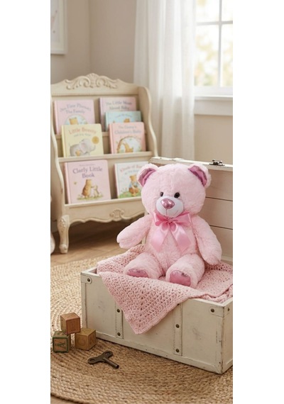 Peluş Uzun Parlak Ayı 50 Cm Pembe