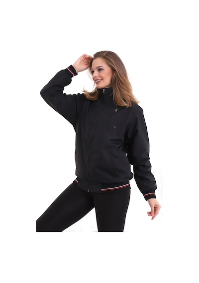 Euromoda Everest Kadın Mevsimlik Dik Yaka Astarlı Cepli Su İtici Oversize-Sıyah-Sıyah Siyah