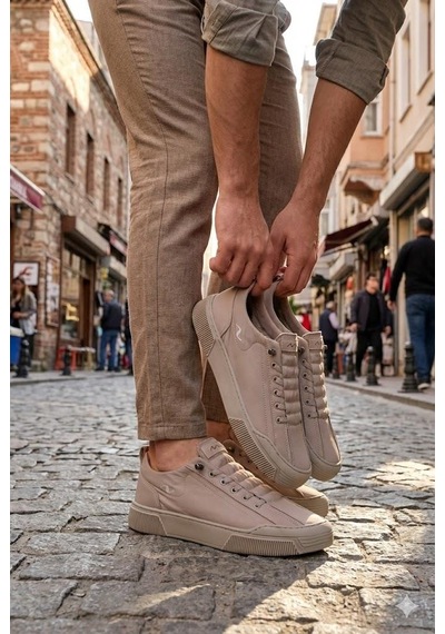 Fort Noka Champ Rahat Memory Foam İç Taban Keten Sneaker Erkek Ayakkabı Bej