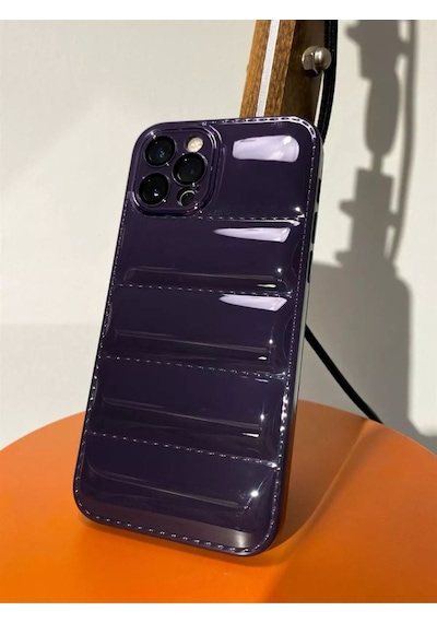 Pointtech Apple Uyumlu iPhone 14 Puffer Silikon Kılıf Kamera Koruma Lens Korumalı Parlak Telefon Kılıfı