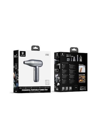 Lenyes Ltf02 Dijital Led Göstergeli 4 Kademeli Çok Fonksiyonlu Üfleme/çekme Turbo El Fanı Gri