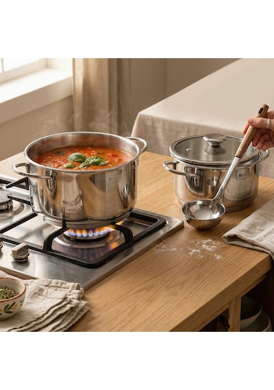 Kitchen Pure Steel 6 Parça Çelik Tencere Seti Çok Renkli