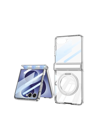 Nihcase Samsung Galaxy Uyumlu Z Flip 8 Kılıf M-safe Şarj Özellikli Kıpta Kpt-05 Ring Standlı Sert Pc Kapak