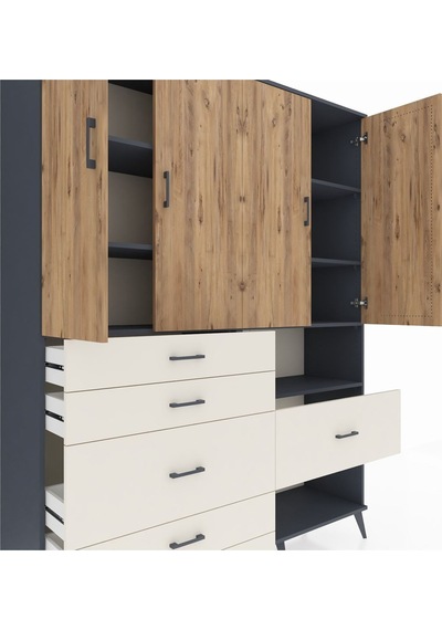 Hyperion Gardrop 7 Raflı 6 Çekmeceli 4 Kapaklı 176x44x221 Antrasit-çam/aytaşı Çam/aytaşı Hyperion Gardrop 7 Raflı 6 Çekmeceli 4 Kapaklı 176x44x221 Antrasit-çam/aytaşı Çam/aytaşı