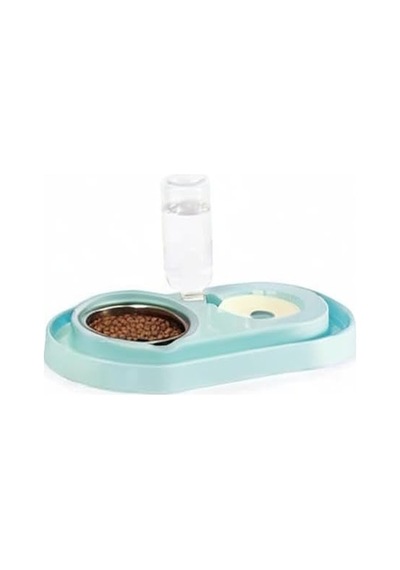 Hazneli Kedi-köpek Mama Ve Su Kabı Seti 500ml Turkuaz