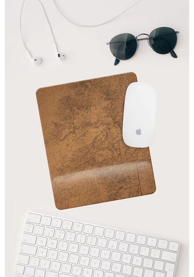 Harita Çizimli Bilek Destekli Dikdörtgen Mouse Pad Mouse Altlığı. Mousepad
