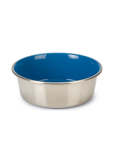 Beeztees Köpek Mama Su Kabı, Paslanmaz Çelik, İçi Mavi, 16cm, 940ml