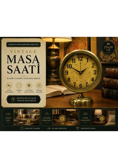 Vintage Elite 25 X 20 Eskitme Metal Masa Saati