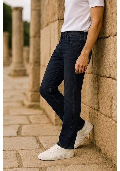 Cedy Denim Xcedy Premium Yüksek Kalite Erkek Klasik 5 Cep Yüksek Bel Regularfit Esnek Boru Paça Pantolon Lacıvert