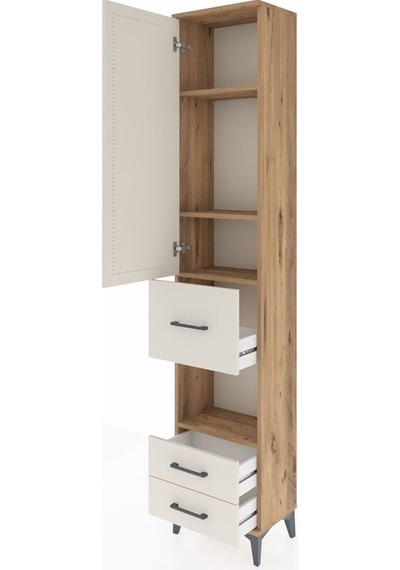 Arges Dolap 4 Raflı 3 Çekmeceli Tek Kapaklı 44x30x221 Çam-aytaşı Atlas Çam