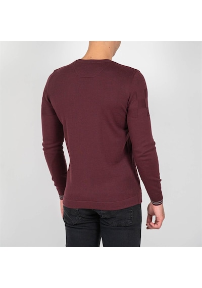 Erkek Triko Örgü Desenli Slim Fit Kazak Ncs Jeans 3638-Mürdüm