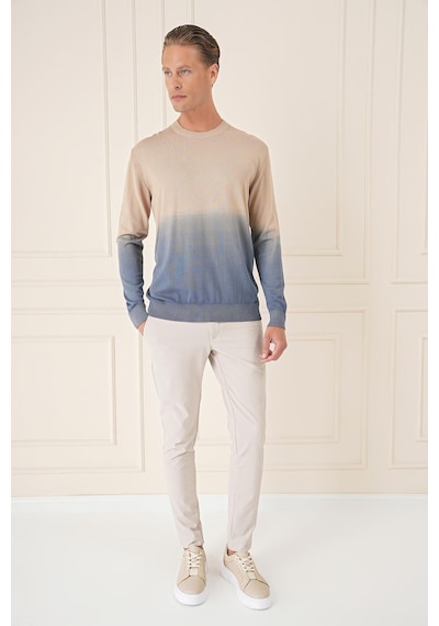 Efor Slim Fit Degrade Desen Bisiklet Yaka Mavi Triko Tr 866 Mavi
