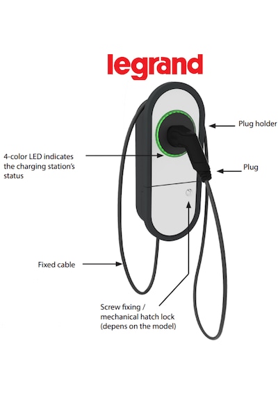Legrand Elektrikli Araç Şarj İstasyonu 22 Kw Kablolu Duvar Tipi