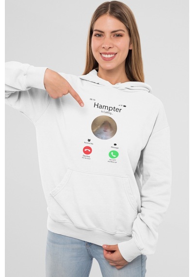 Nevermind Unisex Hampter İs Calling Sweatshirt Siyah Beyaz