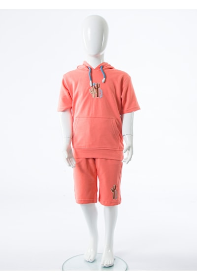 Xo Kids Erkek Çocuk Yazlık 2li Alt Üst Takım Tişort + Şort 2-7 Yaş 3221 Coral