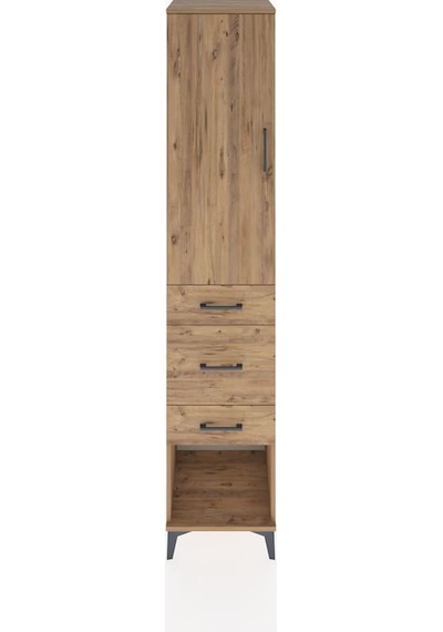 Hyperion Dolap 3 Raflı 3 Çekmeceli Tek Kapaklı 44x44x221 Çam-çam Çam