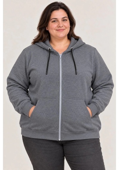 Moda Kadın Battal Büyük Beden Üç İplik İçi Şardonlu Kapüşonlu Tam Fermuarlı Kışlık Sweatshirt - Füme Çok Renkli Moda Kadın Battal Büyük Beden Üç İplik İçi Şardonlu Kapüşonlu Tam Fermuarlı Kışlık Sweatshirt - Füme Çok Renkli