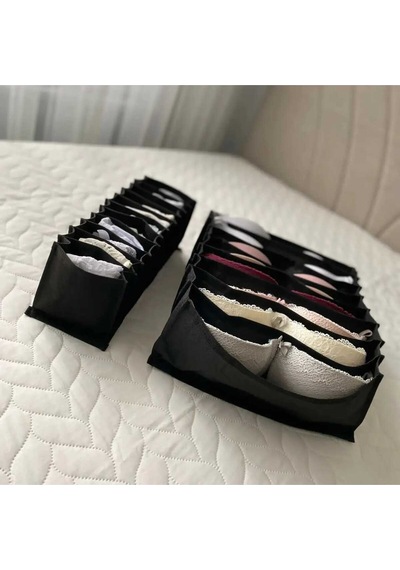 Cepli Organizer L Boy 8 Gözlü Kumaş Siyah Diğer