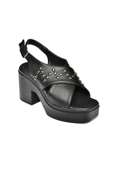 Fox Shoes S996121009 Siyah Kalın Topuklu Kadın Sandalet Siyah