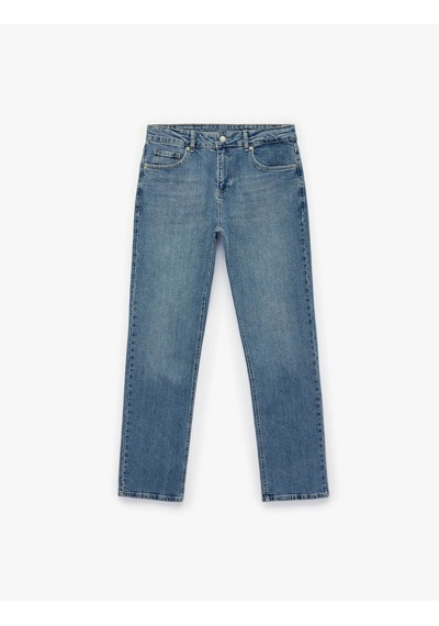 Koton Pamuklu Normal Bel Straight Mark İndigo Erkek Jean Pantolon 7wam40038nd