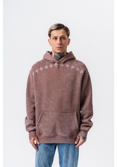 Respire Erkek Muse Baskılı Yıkamalı Kapüşonlu Oversize Hoodie Kakao Kahverengi