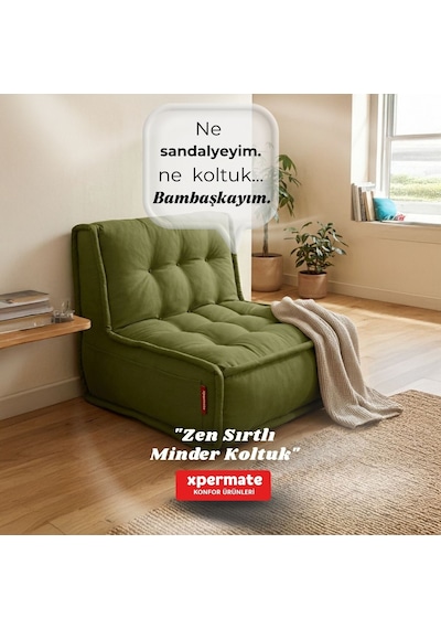 Xpermate Zen Sırtlı Minder İskandinav Tarzı Minder 80x60 Yeşil