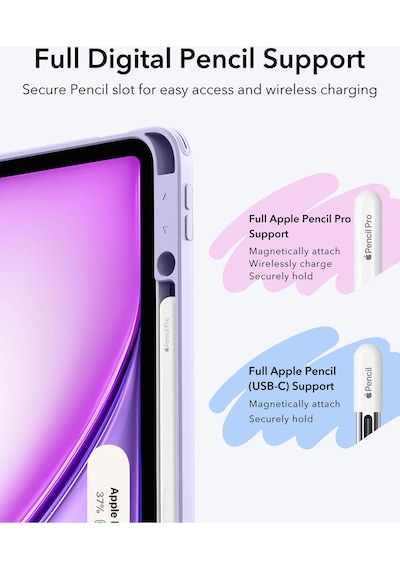 iPad Uyumlu Air 13 M2-M3-M4 2025 Flip Kalem Kontrol Kılıf Kapaklı Kılıf Violet