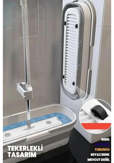 Yıldızhane Kendinden Sıkmalı Tekerli Kovalı Mop Seti - Kendinden Sıkmalı Mop Katlanabilir 1 Yedek Bez Kovalı Mop