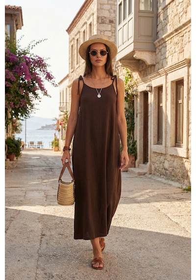 Lela Bayan Elbise 5865732 Kahve Kahve