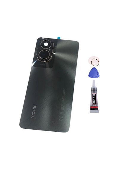 Realme 12 Lite Siyah Arka Kapak Batarya Kapağı Pil Kapağı Yapışkan Ve Sökme Aparatıyla Beraber Full Set Siyah