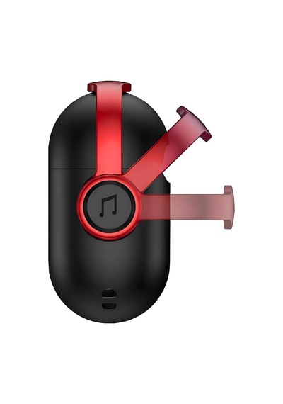 Airpods 4 Uyumlu Djpods Sert Malzemeli Dayanıklı Koruyucu Kilitli Kapak Askı Aparatlı Kılıf Siyah - Kırmızı