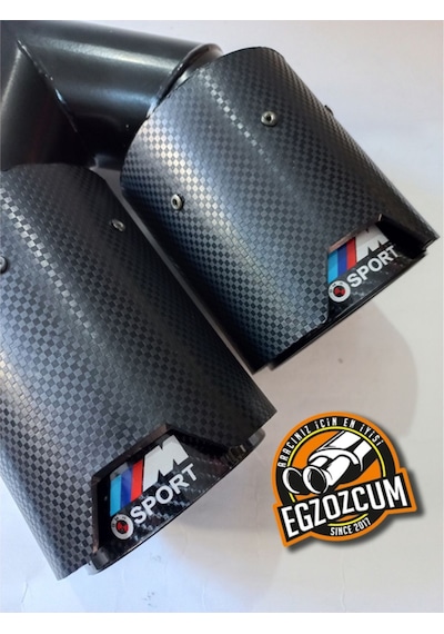 90 Mm. Sağ Dual Karbon Akrapoviç Msport Logolu Egzoz Eksoz Ucu Çift Çıkışlı