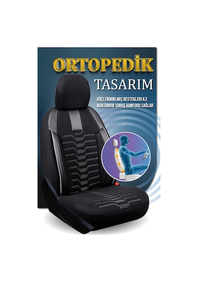 Renault Kangoo E-tech 2+1 Deri Detaylı Oto Koltuk Kılıfı Ön Arka Set Siyah Beyaz Platinium Model Fs