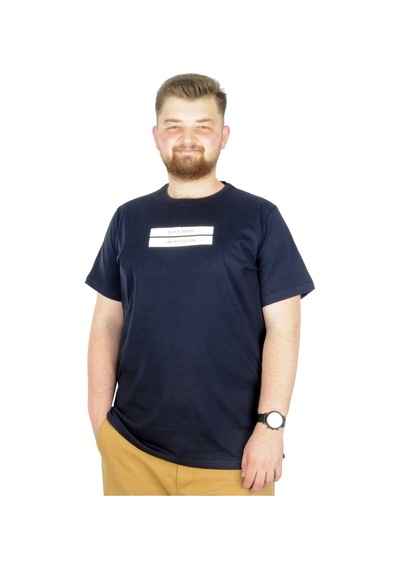 Mode Xl Büyük Beden T-Shirt Bis Yaka Black Series 22189 Lacivert 001