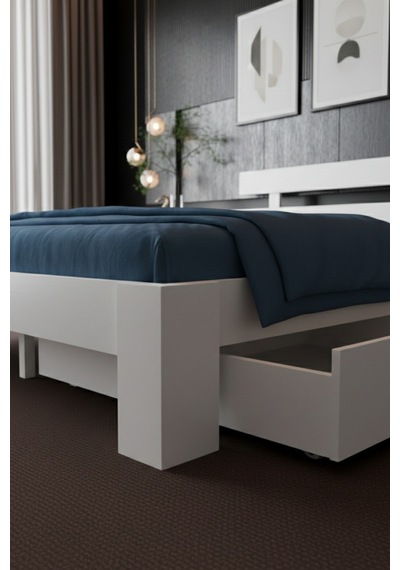 Renazzo Lotus 2 Çekmeceli Mdf Karyola Beyaz 140x190 Beyaz - 140 X 190