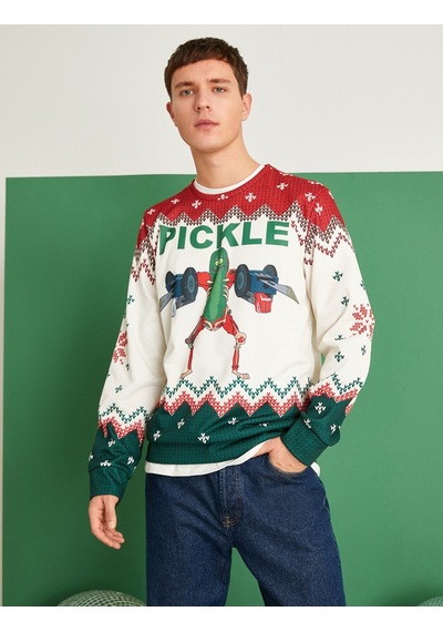 Koton Rick And Morty Yılbaşı Sweatshirt Lisanslı Baskılı Beyaz Desenli 2wam70164mk Beyaz