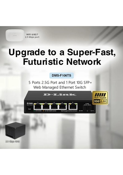 D-lınk Dms-f106ts 5+1 Port 10g Sfp+ Yönetilemez Swıtch