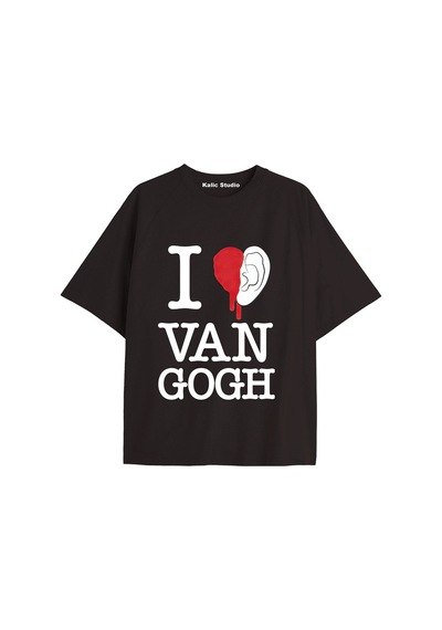 Kalic Studio Unisex Van Gogh Baskılı Oversize Tshirt Siyah-79