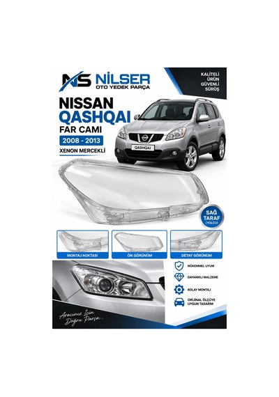 Nissan Qashqai Sağ Xenon Mercek Far Cam 2008-2014