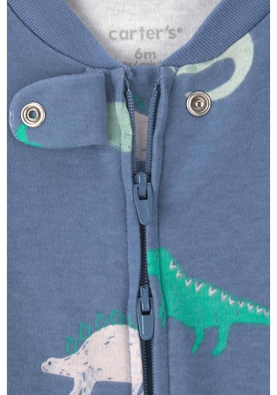 Carter's Erkek Bebek Dinozorlu Fermuarlı Patikli Tulum İndigo 1v7