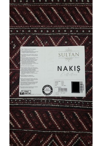 Nakış Serisi Lacivert Kırmızı Geometrik Motifli Şık Salon Halısı Af316 Navy Çok Renkli