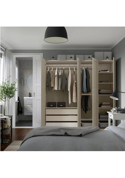 Ikea Gri Geniş Kapaklı Gardırop 200x60x201 Cm