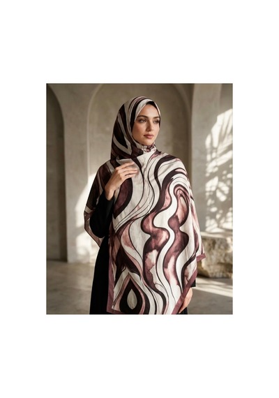 Ardün Hijab Desenli Bambu Kraş Şal Tok Duran Kadın Şal Bej - 938078175 Bej