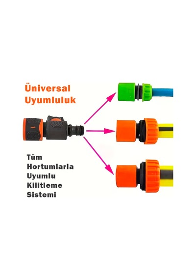 Car-fil Hızlı Bağlantılı Bahçe Hortumu Adaptörü 1/2 Uyumlu, Vanalı Konnektör 1/2"